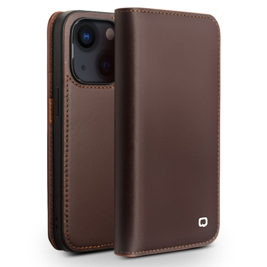 For iPhone 14 Plus QIALINO Business Horizontal Flip PU Phone Case (Brown) - iPhone 14 Plus Cases by QIALINO | Online Shopping UK | buy2fix