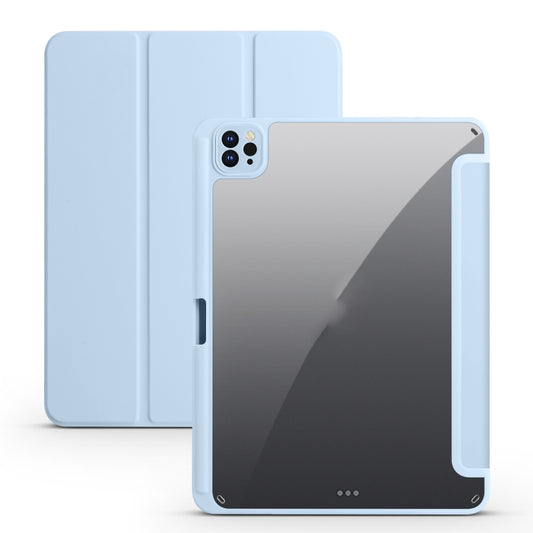 For iPad Air 13 2024 / Pro 12.9 2022 / 2021 / 2020 / 2018 Acrylic 3-folding Smart Leather Tablet Case(Sky Blue) - iPad Pro 12.9 (2022/2021) Cases by buy2fix | Online Shopping UK | buy2fix