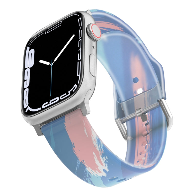 Frosted Translucent Silicone Watch Band For Apple Watch Ultra 49mm&Watch Ultra 2 49mm / Series 9&8&7 45mm / SE 3&SE 2&6&SE&5&4 44mm / 3&2&1 42mm(Blue Pink) - Watch Bands by buy2fix | Online Shopping UK | buy2fix