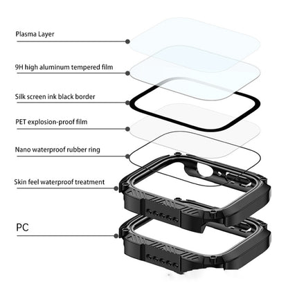 Screen Tempered Glass Film Armor Waterproof Watch Case For Apple Watch Series 8&7 45mm(Green) - Watch Cases by buy2fix | Online Shopping UK | buy2fix