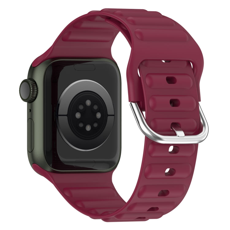 Ocean Ripple Watch Band For Apple Watch Series 8&7 45mm / SE 2&6&SE&5&4 44mm(Wine Red) - Watch Bands by buy2fix | Online Shopping UK | buy2fix