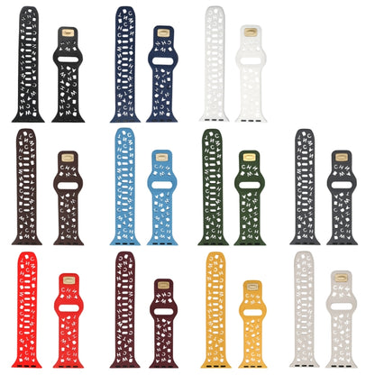 English Letters Silicone Watch Band For Apple Watch Series 9&8&7 41mm / SE 3&SE 2&6&SE&5&4 40mm / 3&2&1 38mm(White) - Watch Bands by buy2fix | Online Shopping UK | buy2fix