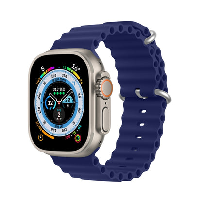 DUX DUCIS Sea Wave Silicone Watch Band For Apple Watch Series 8&7 45mm / SE 2&6&SE&5&4 44mm / 3&2&1 42mm(Blue) - Watch Bands by DUX DUCIS | Online Shopping UK | buy2fix