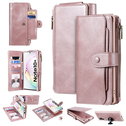 For Galaxy Note 10+ Multifunctional Retro Detachable Magnetic Horizontal Flip Leather Case with Card Slots & Holder & Wallet & Photo Frame(Rose Gold) - Galaxy Phone Cases by buy2fix | Online Shopping UK | buy2fix