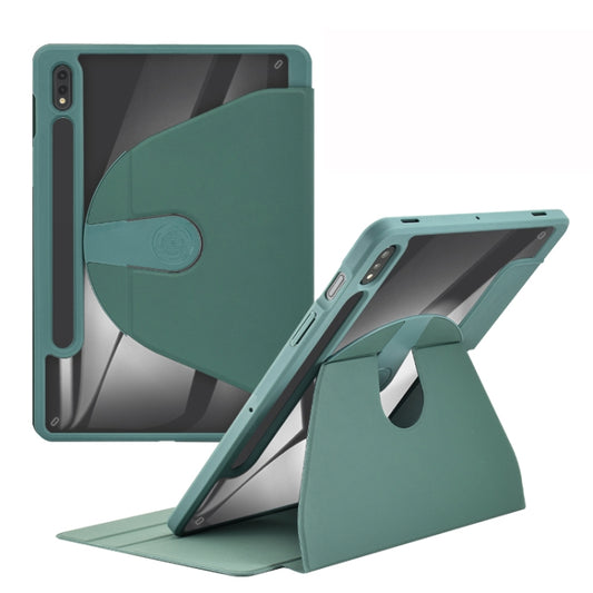 For Samsung Galaxy Tab S8+ / S7+ Acrylic 360 Degree Rotation Holder Tablet Leather Case(Emerald Green) - Galaxy Tab S8+ Cases by buy2fix | Online Shopping UK | buy2fix