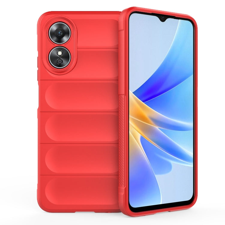 For OPPO A17 4G Global Magic Shield TPU + Flannel Phone Case(Red) - OPPO Cases by buy2fix | Online Shopping UK | buy2fix