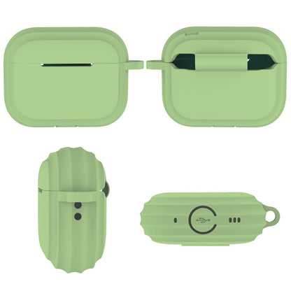 For AirPods Pro 2 Striped Shockproof Earphone Case(Grass Green) - For AirPods Pro 2 by buy2fix | Online Shopping UK | buy2fix