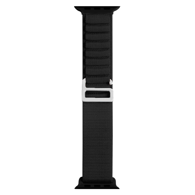 Silver Buckle Nylon Watch Band For Apple Watch Ultra 49mm / Series 8&7 45mm / SE 2&6&SE&5&4 44mm(Black) - Watch Bands by buy2fix | Online Shopping UK | buy2fix