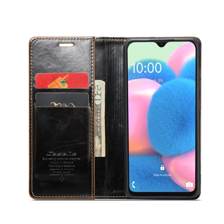 For Samsung Galaxy A30s／A50s／A50 CaseMe 003 Crazy Horse Texture Leather Phone Case(Coffee) - Galaxy Phone Cases by CaseMe | Online Shopping UK | buy2fix