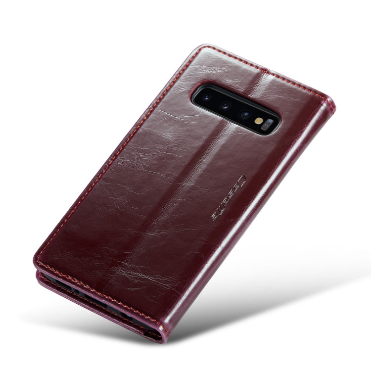 For Samsung Galaxy S10 CaseMe 003 Crazy Horse Texture Leather Phone Case(Wine Red) - Galaxy Phone Cases by CaseMe | Online Shopping UK | buy2fix