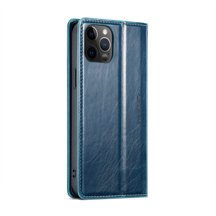 For iPhone 12 CaseMe 003 Crazy Horse Texture Leather Phone Case(Blue) - iPhone 12 / 12 Pro Cases by CaseMe | Online Shopping UK | buy2fix