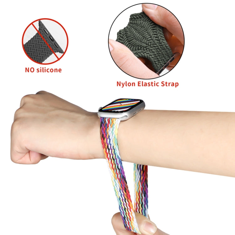 Nylon Single-turn Braided Watch Band For Apple Watch Ultra 49mm / Series 8&7 45mm / SE 2&6&SE&5&4 44mm / 3&2&1 42mm, Length:155mm (Rainbow) - Watch Bands by buy2fix | Online Shopping UK | buy2fix