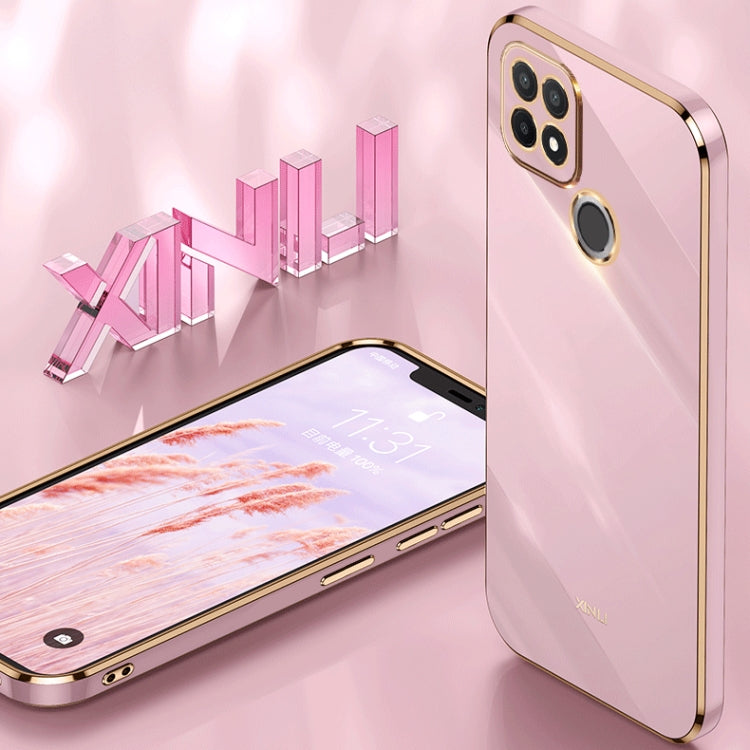 For Realme C21Y XINLI Straight 6D Plating Gold Edge TPU Phone Case(Black) - Realme Cases by buy2fix | Online Shopping UK | buy2fix