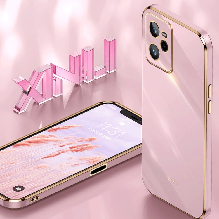 For Realme C35 XINLI Straight 6D Plating Gold Edge TPU Phone Case(Black) - Realme Cases by buy2fix | Online Shopping UK | buy2fix