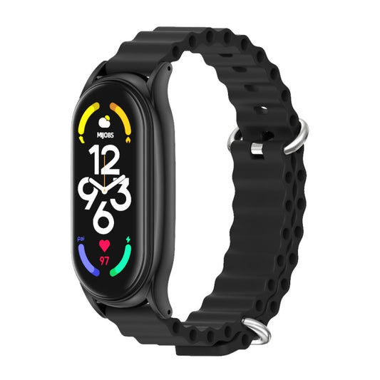 For Xiaomi Mi Band 6 / 5 / 4 / 3 MIJOBS PLUS Marine Silicone Breathable Watch Band(Black) - Watch Bands by MIJOBS | Online Shopping UK | buy2fix