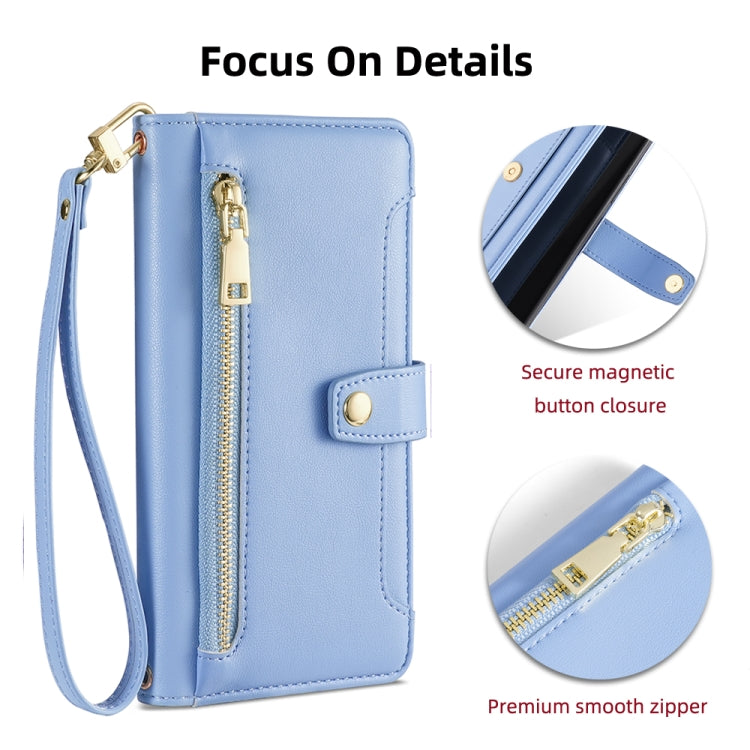 For Ulefone Note 12P Sheep Texture Cross-body Zipper Wallet Leather Phone Case(Blue) - Ulefone Cases by buy2fix | Online Shopping UK | buy2fix