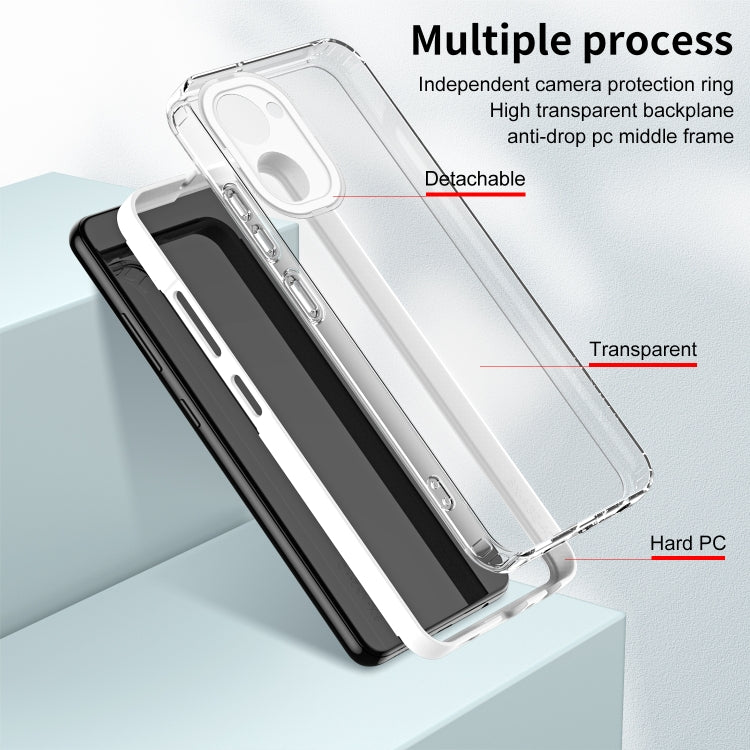 For Realme 10 4G 3 in 1 Clear TPU Color PC Frame Phone Case(White) - Realme Cases by buy2fix | Online Shopping UK | buy2fix