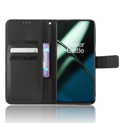 For OnePlus 11 5G Diamond Texture Leather Phone Case(Black) - OnePlus Cases by buy2fix | Online Shopping UK | buy2fix