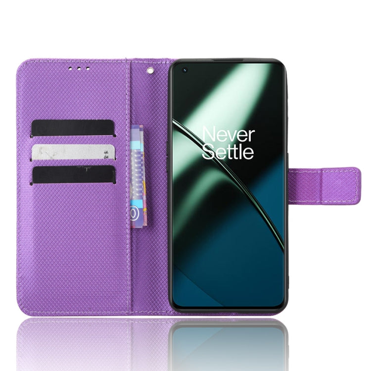 For OnePlus 11 5G Diamond Texture Leather Phone Case(Purple) - OnePlus Cases by buy2fix | Online Shopping UK | buy2fix