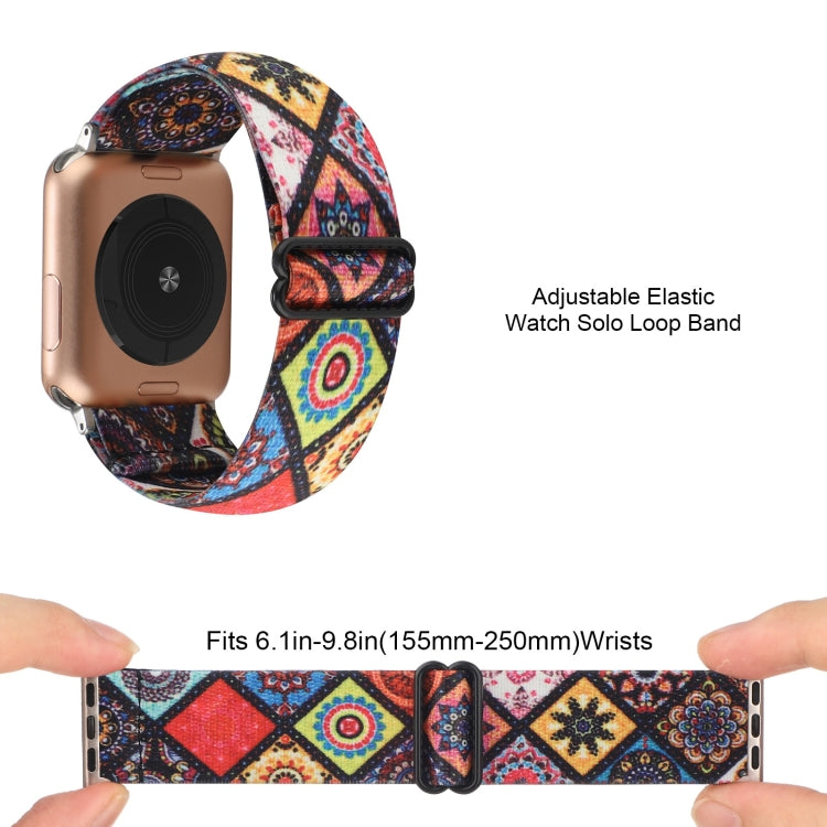 Ethnic Style Buckle Elastic Watch Band For Apple Watch Ultra 49mm&Watch Ultra 2 49mm / Series 9&8&7 45mm / SE 3&SE 2&6&SE&5&4 44mm / 3&2&1 42mm(Colorful Totem) - Watch Bands by buy2fix | Online Shopping UK | buy2fix