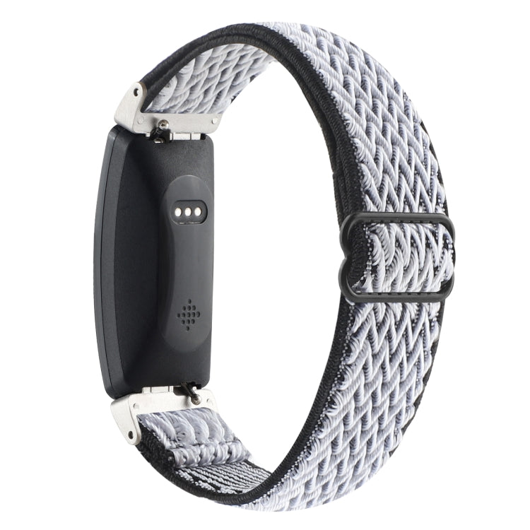 For Fitbit Inspire Buckle Wave Braided Nylon Watch Band(White Black) - Watch Bands by buy2fix | Online Shopping UK | buy2fix