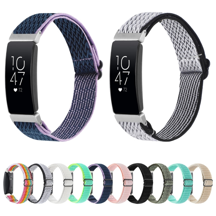 For Fitbit Inspire Buckle Wave Braided Nylon Watch Band(White Black) - Watch Bands by buy2fix | Online Shopping UK | buy2fix