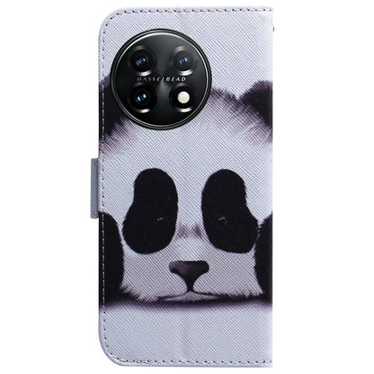 For OnePlus 11 Coloured Drawing Flip Leather Phone Case(Panda) - OnePlus Cases by buy2fix | Online Shopping UK | buy2fix