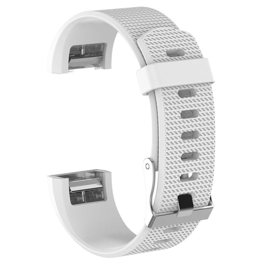 For Fitbit Charge 2 Common Texture Silicone  Watch Band with Buckle, Size:L(White) - Watch Bands by buy2fix | Online Shopping UK | buy2fix