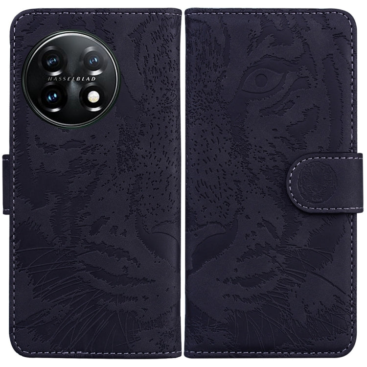 For OnePlus 11 Tiger Embossing Pattern Leather Phone Case(Black) - OnePlus Cases by buy2fix | Online Shopping UK | buy2fix