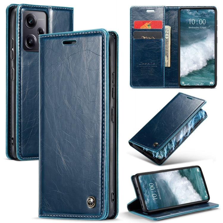 For Xiaomi Redmi Note 12 Pro+ 5G CaseMe 003 Crazy Horse Texture Leather Phone Case(Blue) - Xiaomi Cases by CaseMe | Online Shopping UK | buy2fix