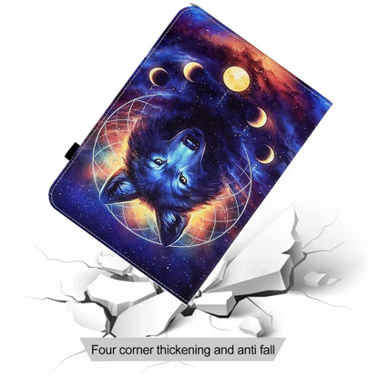 For Samsung Galaxy Tab A 10.1 2016 T580 Colored Drawing Stitching Elastic Band Leather Smart Tablet Case(Space Wolf) - Tab A 10.1 by buy2fix | Online Shopping UK | buy2fix