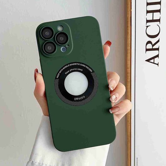 For iPhone 13 Pro Max Skin Feel CD Texture MagSafe Magnetic Phone Case(Dark Green) - iPhone 13 Pro Max Cases by buy2fix | Online Shopping UK | buy2fix