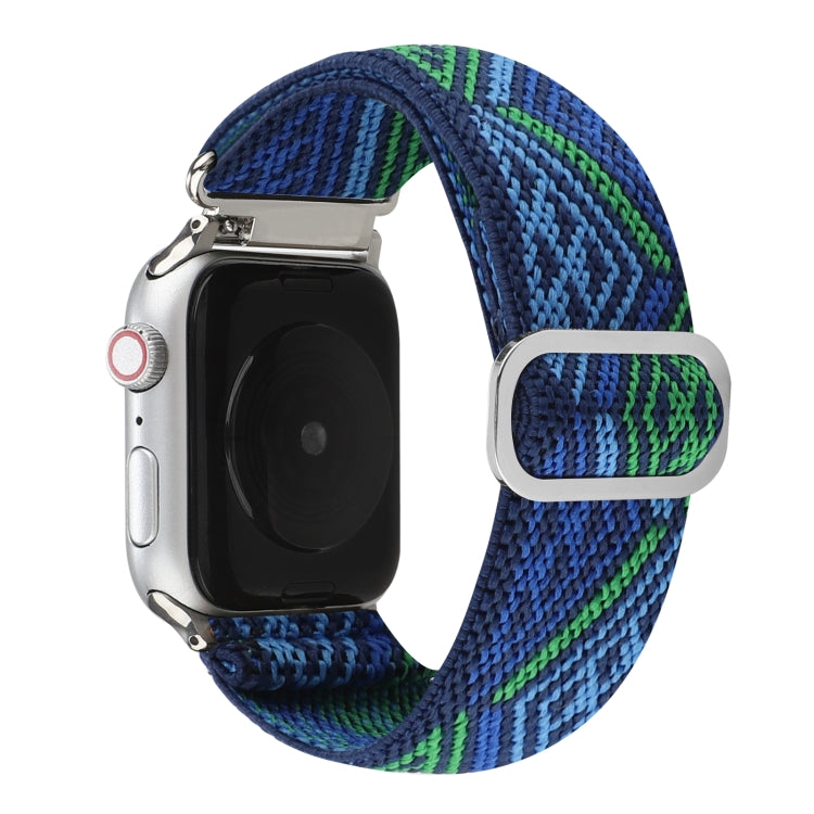 For Apple Watch Ultra 49mm&Watch Ultra 2 49mm / Series 9&8&7 45mm / SE 3&SE 2&6&SE&5&4 44mm / 3&2&1 42mm Buckle Elastic Nylon Watch Band(Dark Blue) - Watch Bands by buy2fix | Online Shopping UK | buy2fix