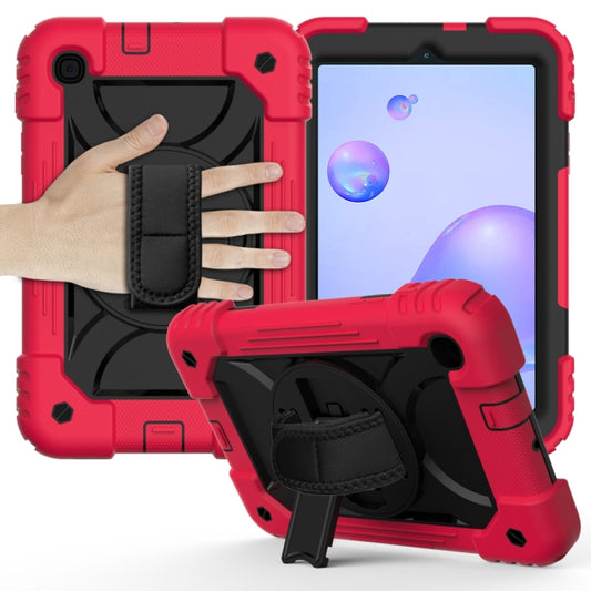 For Samsung Galaxy Tab A 8.4 (2020) Shockproof  PC + Silicone Combination Case with Holder & Hand Strap & Shoulder strap(Red+Black) - Tab A 8.4 (2020) by buy2fix | Online Shopping UK | buy2fix