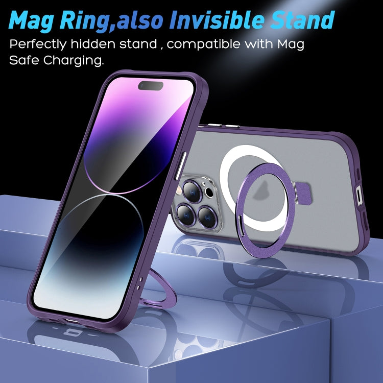 For iPhone 14 Metal Eyes Series MagSafe Magnetic Holder Phone Case(Red) - iPhone 14 Cases by buy2fix | Online Shopping UK | buy2fix