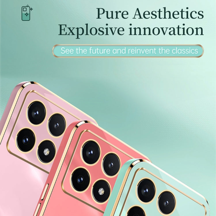 For Xiaomi Redmi K70E XINLI Straight Edge 6D Electroplate TPU Phone Case with Ring Holder(Pink) - K70E Cases by XINLI | Online Shopping UK | buy2fix