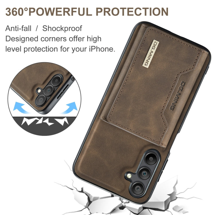 For Samsung Galaxy A15 5G / A15 4G DG.MING M2 Series 3-Fold Multi Card Bag + Magnetic Phone Case(Coffee) - Galaxy Phone Cases by DG.MING | Online Shopping UK | buy2fix