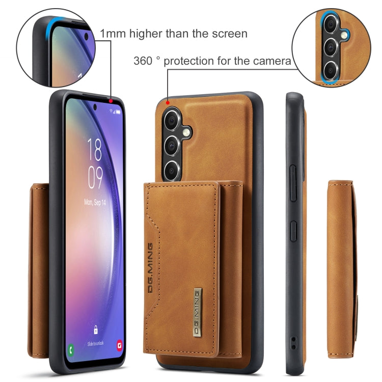 For Samsung Galaxy A35 5G DG.MING M2 Series 3-Fold Multi Card Bag + Magnetic Phone Case(Brown) - Galaxy Phone Cases by DG.MING | Online Shopping UK | buy2fix