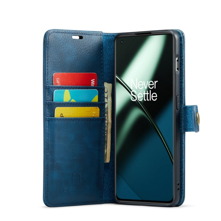 For OnePlus 11 DG.MING Crazy Horse Texture Detachable Magnetic Leather Case(Blue) - OnePlus Cases by DG.MING | Online Shopping UK | buy2fix