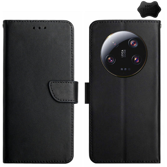 For Xiaomi 14 Ultra Genuine Leather Fingerprint-proof Flip Phone Case(Black) - 14 Ultra Cases by buy2fix | Online Shopping UK | buy2fix