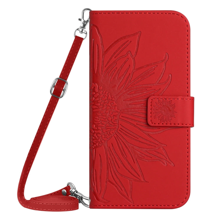 For Xiaomi 14 Skin Feel Sun Flower Embossed Flip Leather Phone Case with Lanyard(Red) - 14 Cases by buy2fix | Online Shopping UK | buy2fix