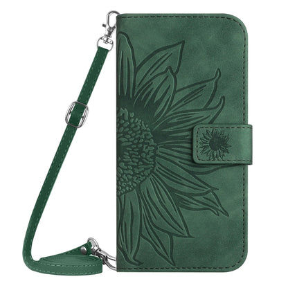 For Xiaomi 14 Pro Skin Feel Sun Flower Embossed Flip Leather Phone Case with Lanyard(Green) - 14 Pro Cases by buy2fix | Online Shopping UK | buy2fix