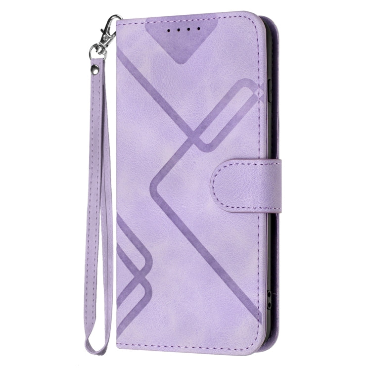 For iPhone 16 Plus Line Pattern Skin Feel Leather Phone Case(Light Purple) - iPhone 16 Plus Cases by buy2fix | Online Shopping UK | buy2fix