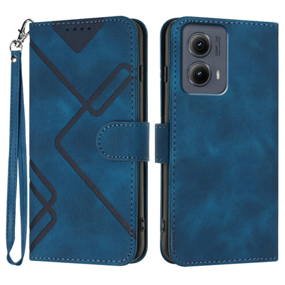 For Motorola Edge 5G 2024 Line Pattern Skin Feel Leather Phone Case(Royal Blue) - Motorola Cases by buy2fix | Online Shopping UK | buy2fix