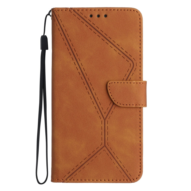 For Motorola Moto G34 5G Stitching Embossed Leather Phone Case(Brown) - Motorola Cases by buy2fix | Online Shopping UK | buy2fix