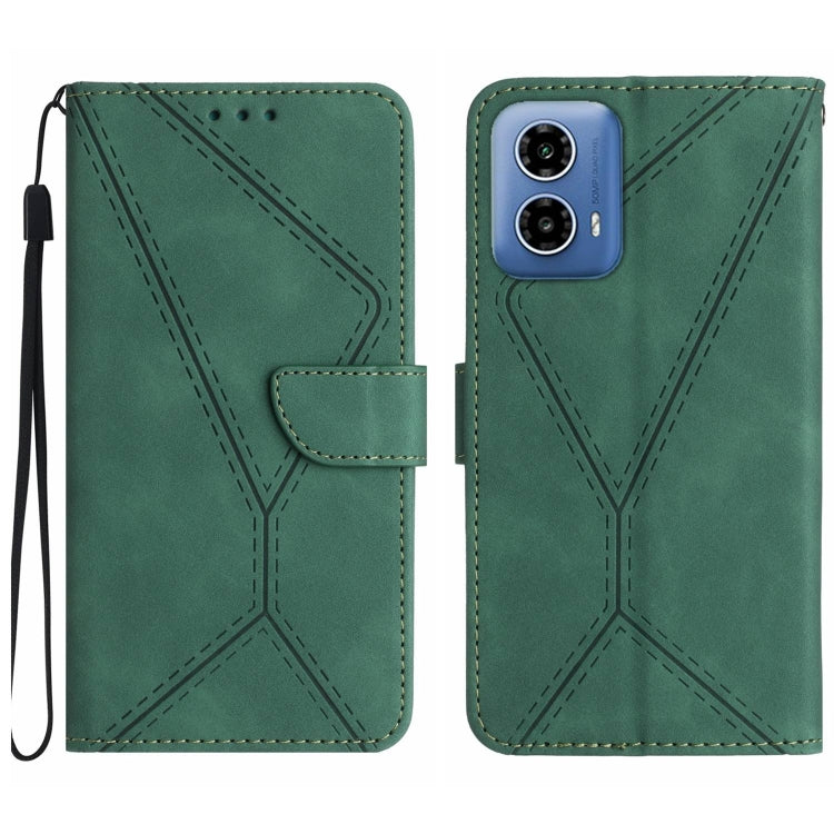 For Motorola Moto G34 5G Stitching Embossed Leather Phone Case(Green) - Motorola Cases by buy2fix | Online Shopping UK | buy2fix