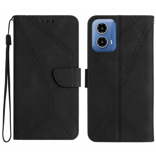 For Motorola Edge 5G 2024 Stitching Embossed Leather Phone Case(Black) - Motorola Cases by buy2fix | Online Shopping UK | buy2fix