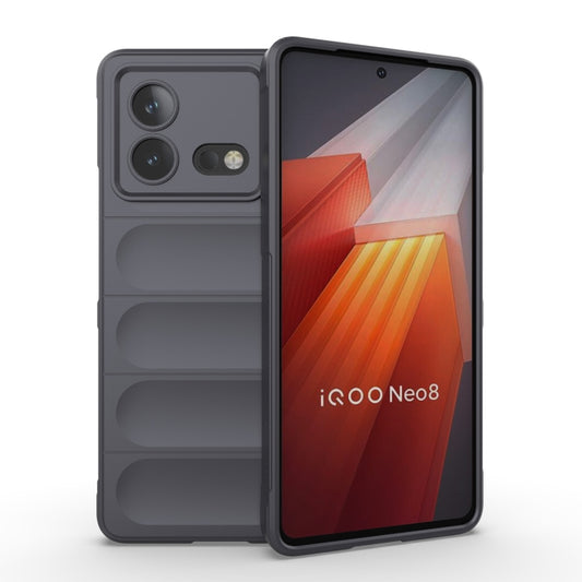 For vivo iQOO Neo8 Magic Shield TPU + Flannel Phone Case(Dark Grey) - vivo Cases by buy2fix | Online Shopping UK | buy2fix