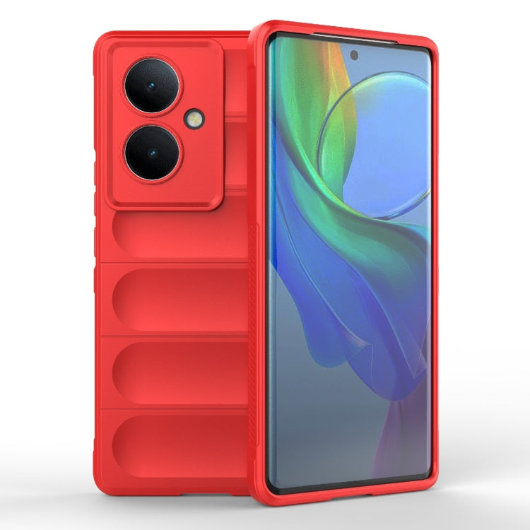 For vivo Y78+ Global Magic Shield TPU + Flannel Phone Case(Red) - vivo Cases by buy2fix | Online Shopping UK | buy2fix