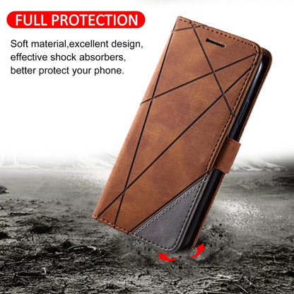 For Samsung Galaxy S24 5G Skin Feel Splicing Leather Phone Case(Brown) - Galaxy S24 5G Cases by buy2fix | Online Shopping UK | buy2fix